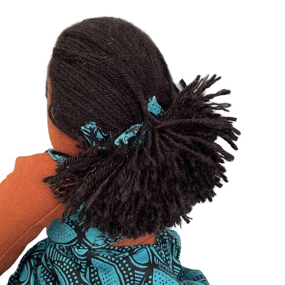 Amani ya Juu 19" African Black Cloth Rag Doll Folk Art Handmade In Kenya. - Picture 4 of 4